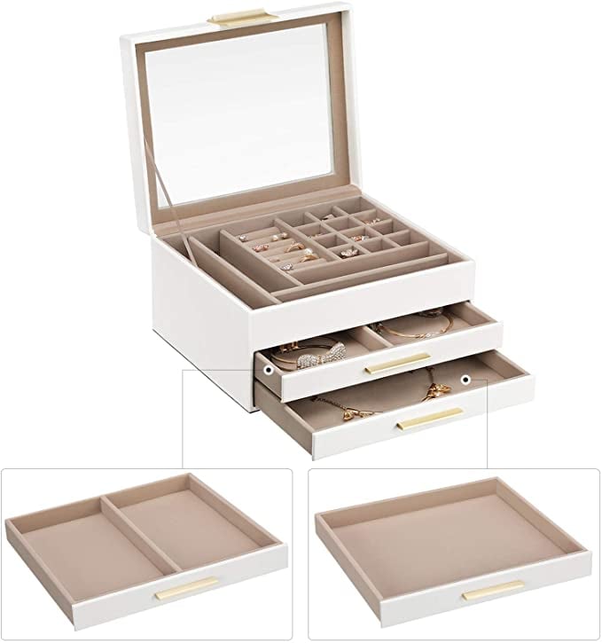 SONGMICS Jewelry Box with Glass Lid