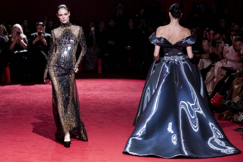 NEW YORK, USA - FEBRUARY 06: Coco Rocha walks the runway during the Christian Siriano Ready to Wear Fall/Winter 2025-2026 fashion show as part of the New York Fashion Week on February 6, 2025 in New York. (Photo by Victor VIRGILE/Gamma-Rapho via Getty Ima