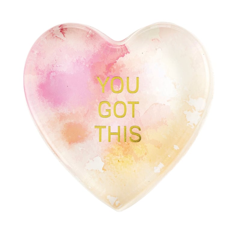 CB Gift Heartfelt Heart-Shaped Glass Watercolor Paperweight You Got This