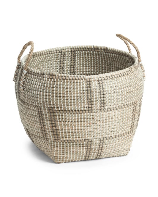 Large Seagrass Patterned Storage Basket Best Organisation Products