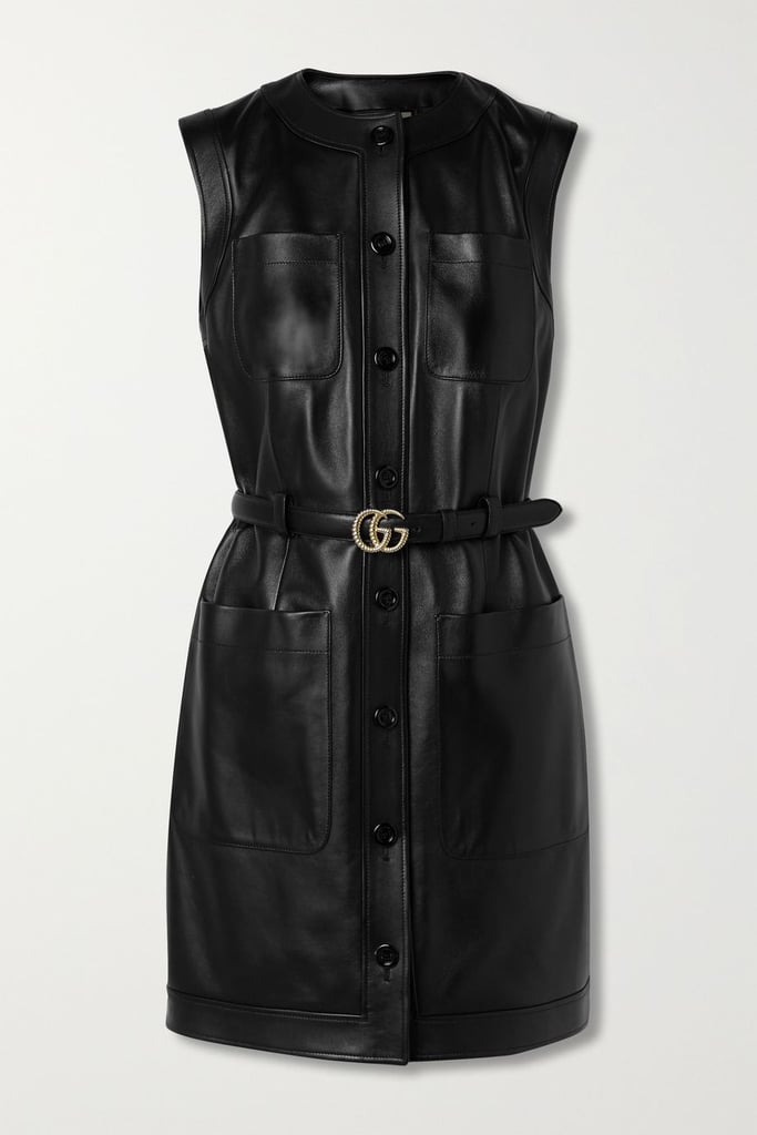Gucci Black Belted Leather Minidress