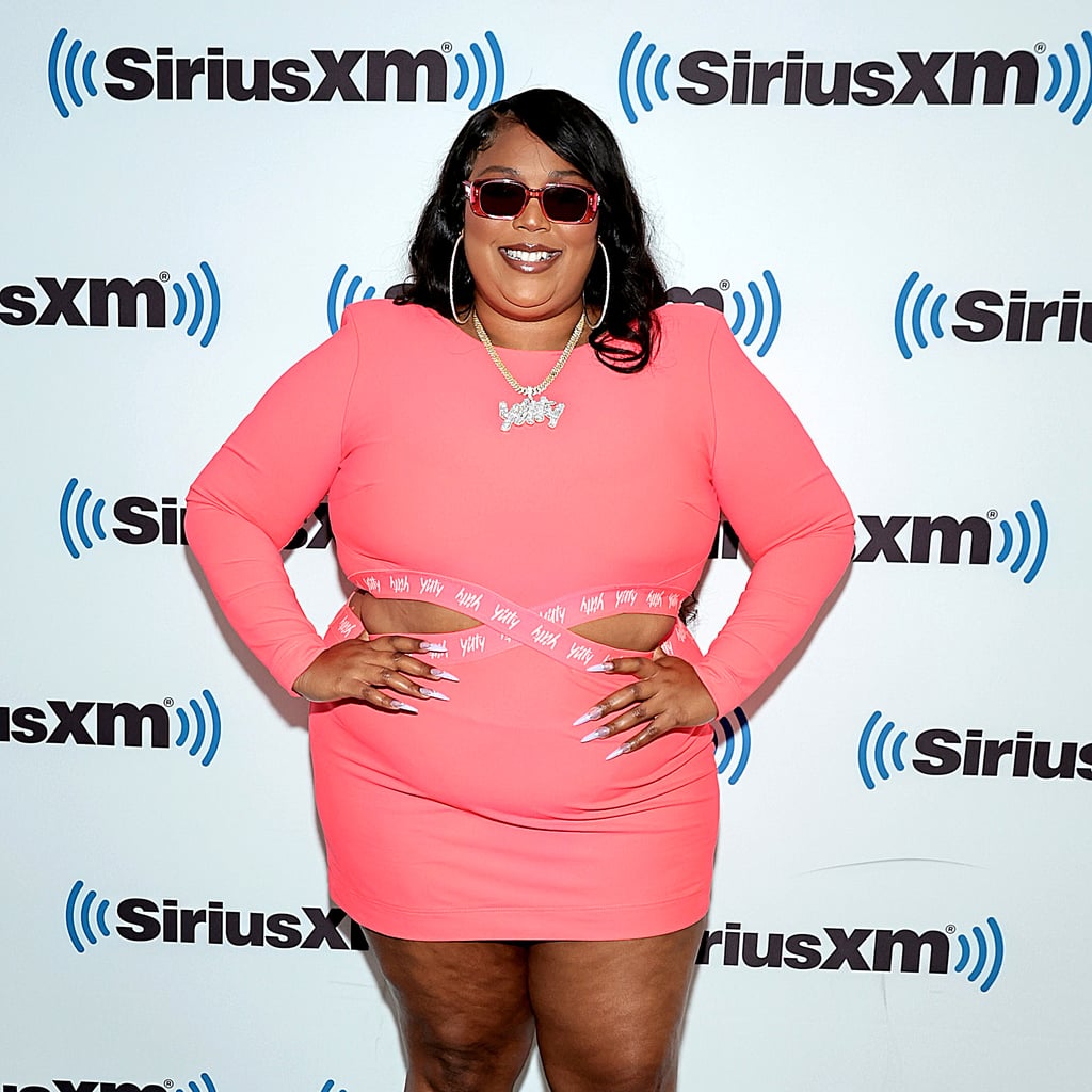 Major Label Smoothing Cross-Front Bralette, Lizzo Keeps It Sporty in a  Pink Cutout Minidress and White Sneakers