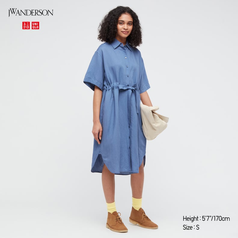 Linen-Blend Short-Sleeve Shirt Dress