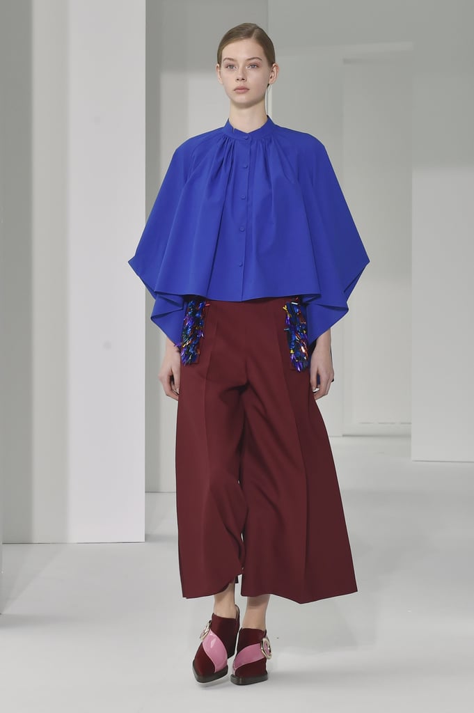 We can imagine Michelle making everyone swoon, turning up in this vibrantly colored combination from Delpozo's Fall line. Now that her wardrobe might veer on the playful side, we think she'd be bold enough to pull off the confetti pockets, too.