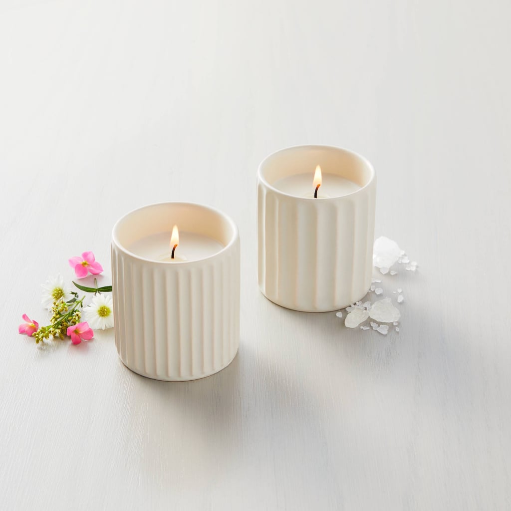 Hearth & Hand With Magnolia Fluted Ceramic Meadow and Salt Candle Gift Set