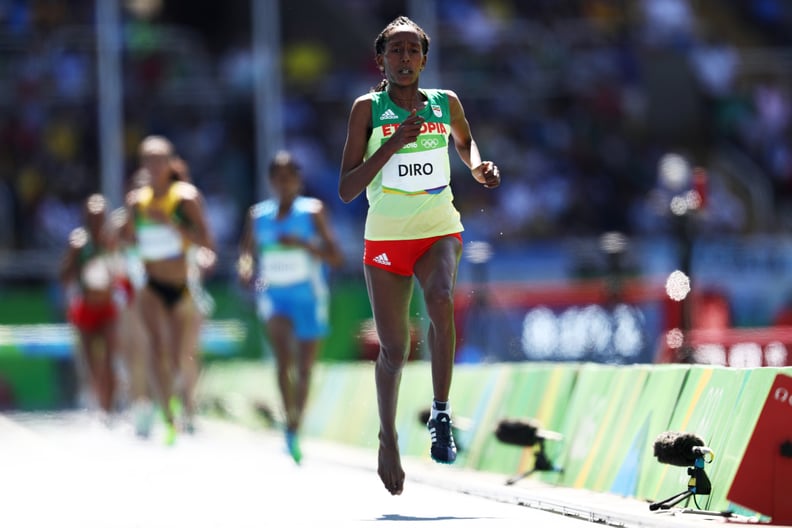 When an Ethiopian runner lost her shoe and continued to run.