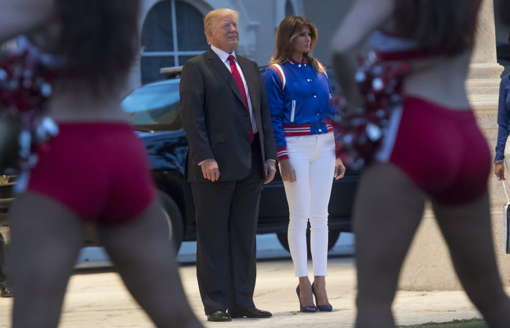 Melania Trump's Red White and Blue Jacket at Super Bowl 2018