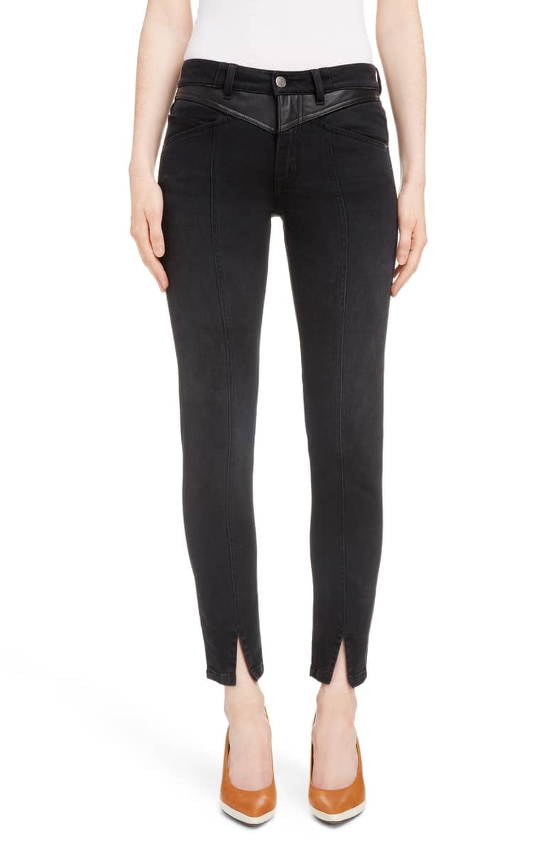 Givenchy Leather Detail Ankle Skinny Jeans
