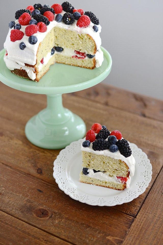 Lemon Poppy Seed Cake With Mascarpone Frosting and Fresh Berries