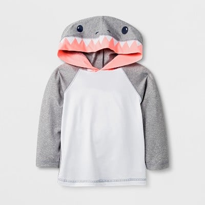 Baby Boys' Long Sleeve Shark Hooded Rash Guard