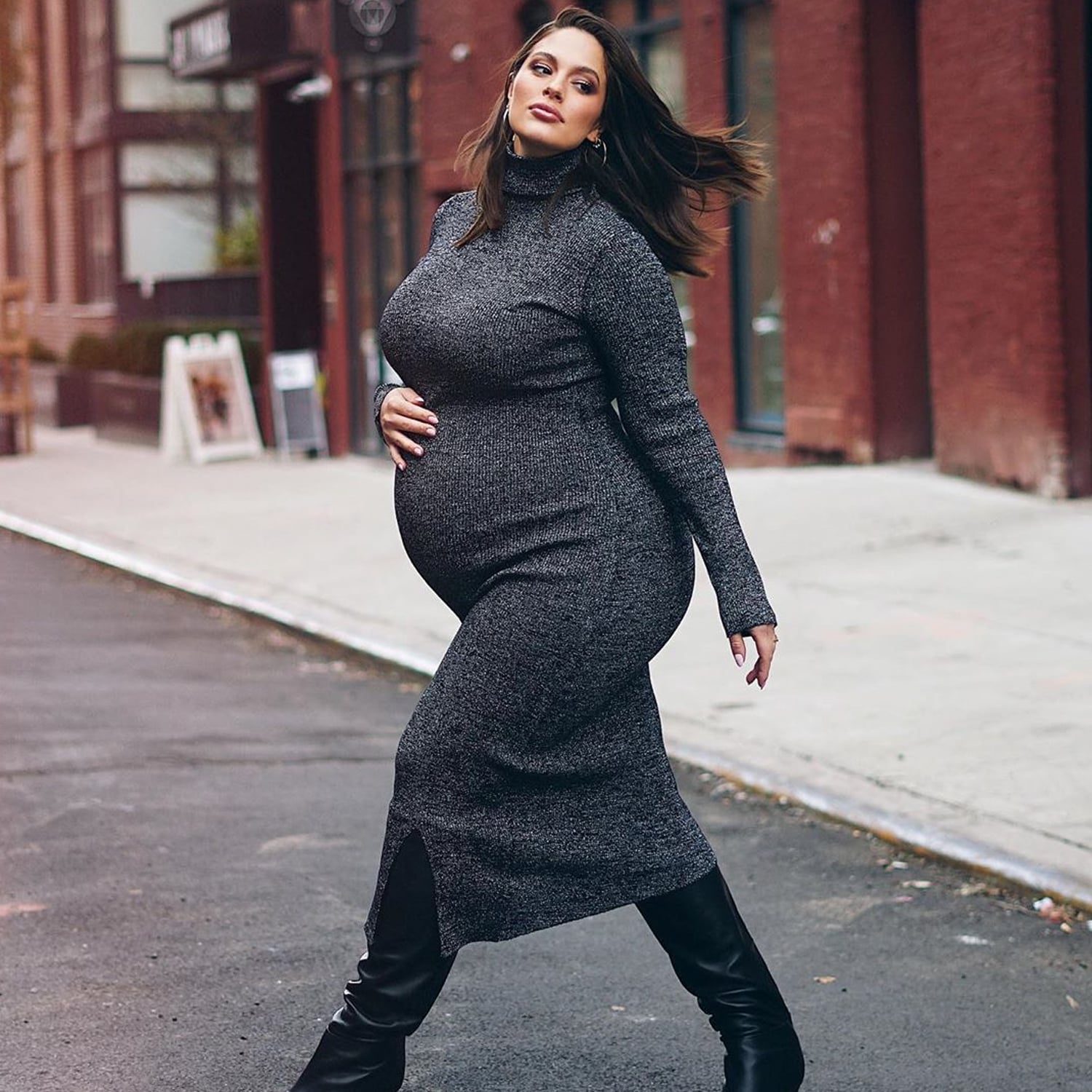 Gray dress deals with boots