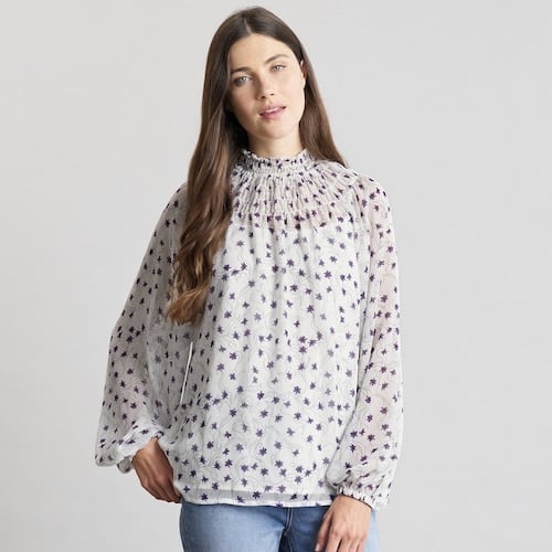 Elizabeth and James High-Neck Smocked Top