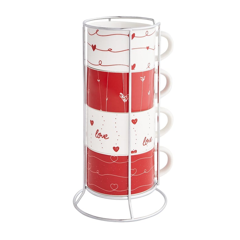 Red Heart Stacking Mug Set