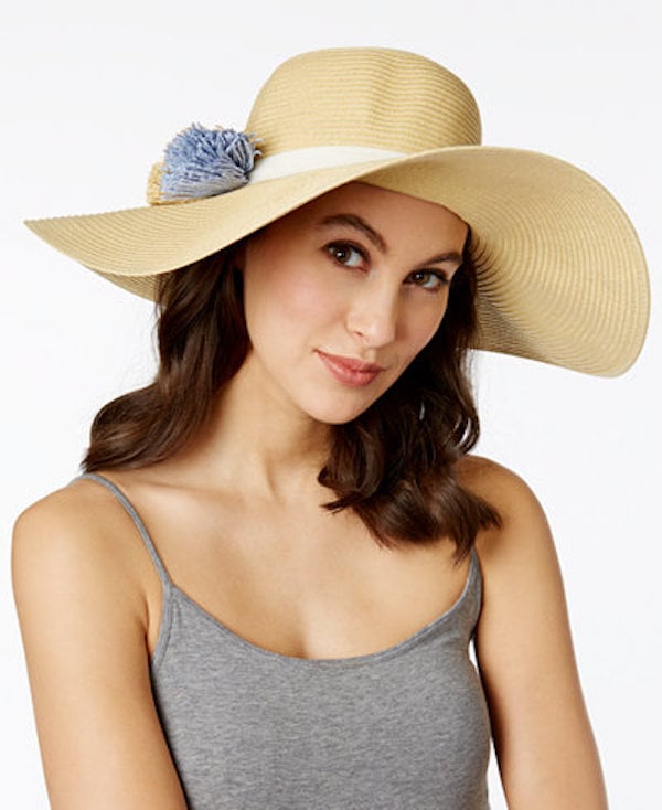 Calvin Klein Straw Flower Floppy Hat