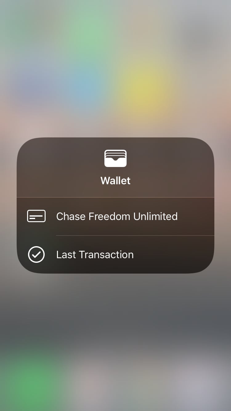 Wallet shows you what card is active and your last transaction.