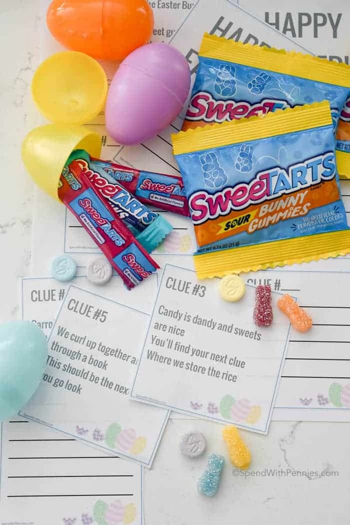 If you're looking to customize some of the clues, this Easter scavenger hunt from Spend With Pennies includes blank clue cards.