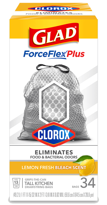Glad With Clorox ForceFlexPlus Tall Kitchen Trash Bags