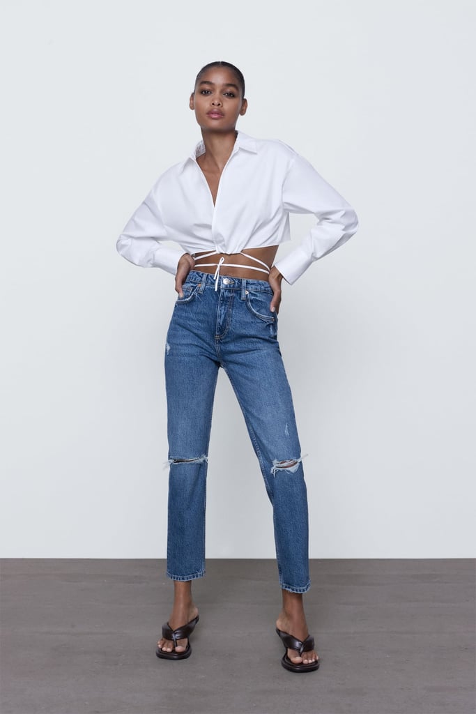 Zara Slim Fit Hi-Rise Ripped Jeans