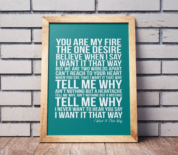 Backstreet Boys I Want It That Way Song Art Print