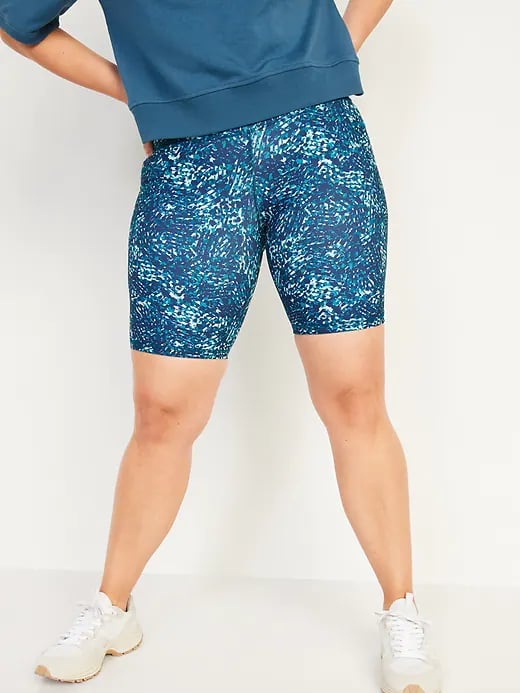 Old Navy High-Waisted Powersoft Side-Pocket Biker Shorts in Aqua Sparkle --  8-inch inseam