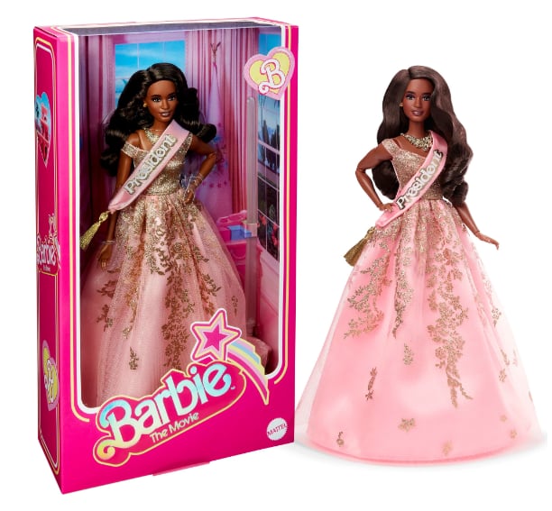 "Barbie: The Movie" President Barbie in Pink and Gold Dress Doll