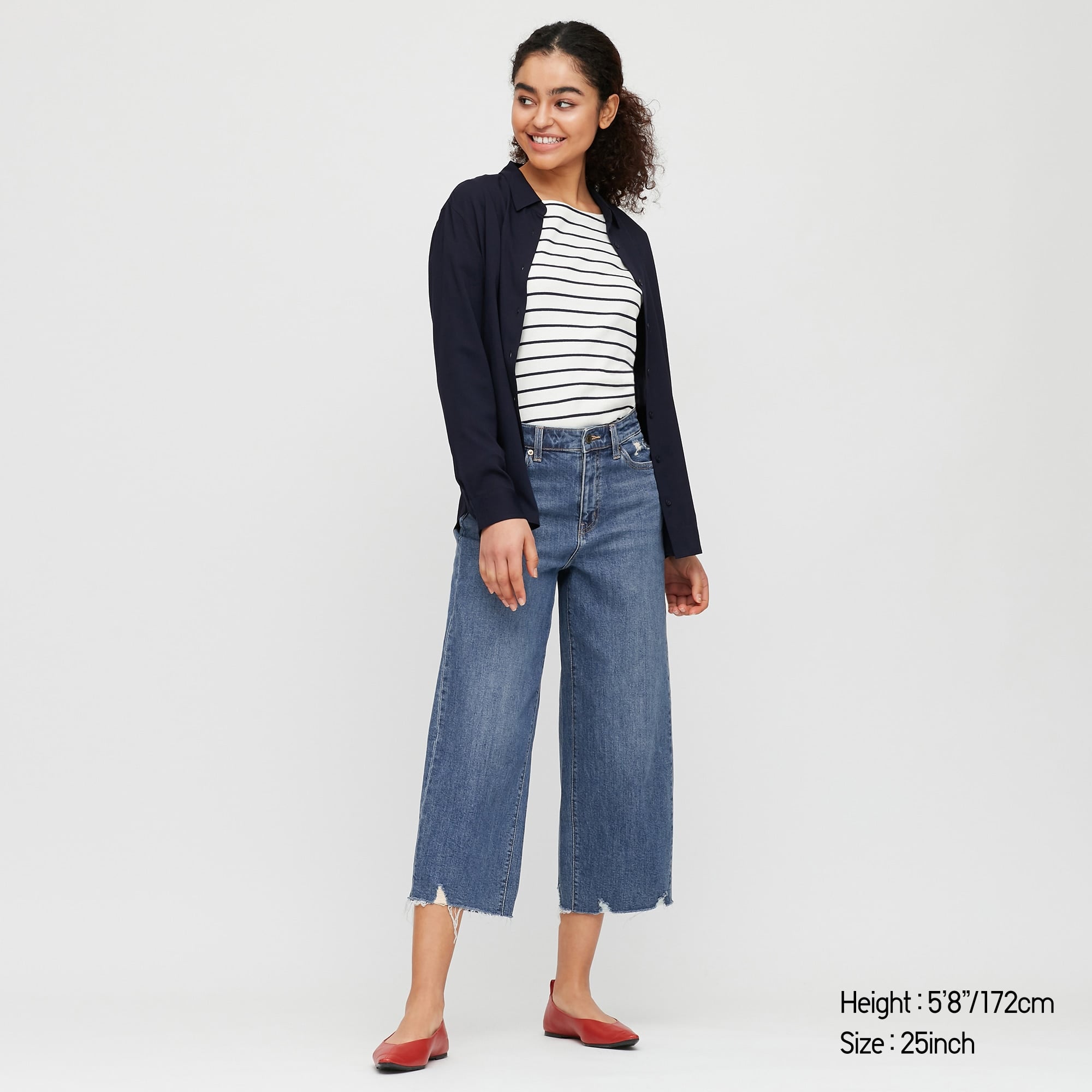 uniqlo high rise wide cropped jeans