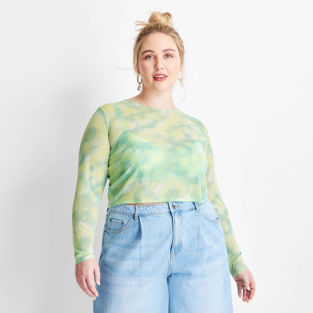 A Mesh Crop Top: Future Collective with Gabriella Karefa-Johnson Long Sleeve Tie-Dye Mesh Crop Top