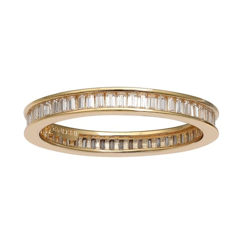 Primrose 18k Gold Over Silver Cubic Zirconia Baguette Ring