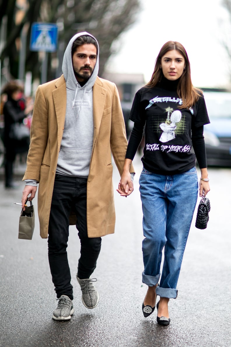 Baggy Style, With a Turtleneck and Pretty Heels