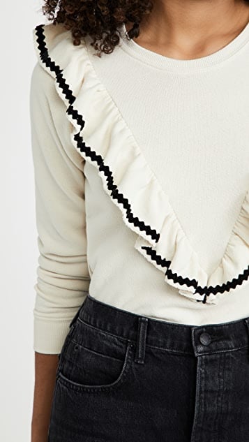 THE GREAT. Shrunken Ruffle Sweatshirt