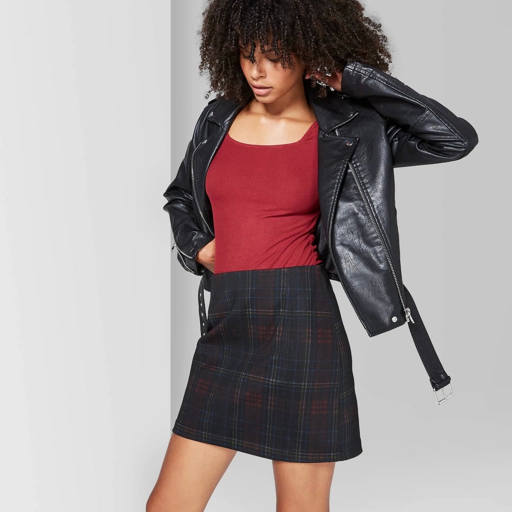 Wild Fable Plaid Seamed Mini Skirt