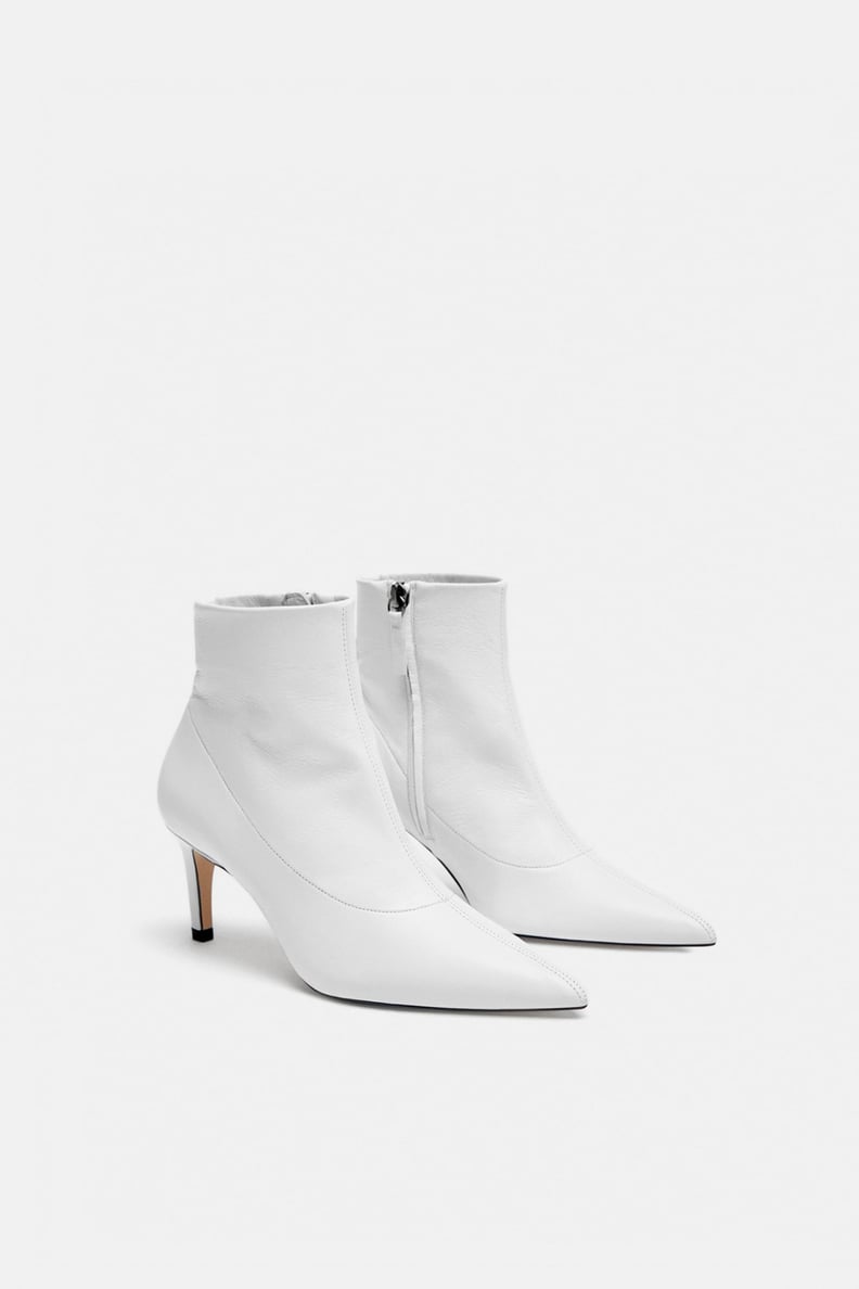 Zara Leather High-Heel Ankle Boot