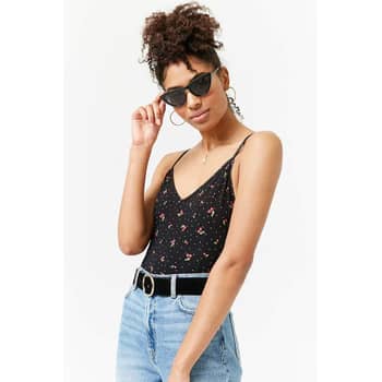 Cherry Print Slim Crop Top Women Summer Sweet Cute Sleeveless