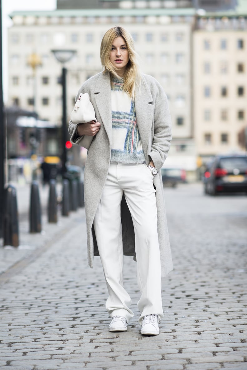 Wear White Jeans All Through Winter, With a Pair of Sneakers No Less