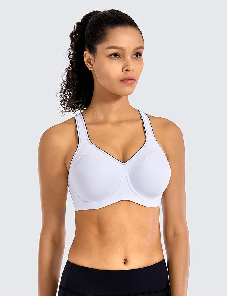 SYROKAN Women's High Impact Zipper Front Non-padded Wire Free X Back Sports  Bra