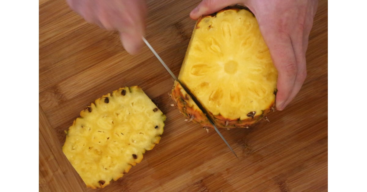 Run the knife down the length of the pineapple. Learn How to Cut a