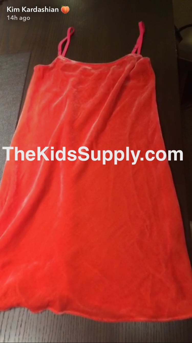 coral velvet dress