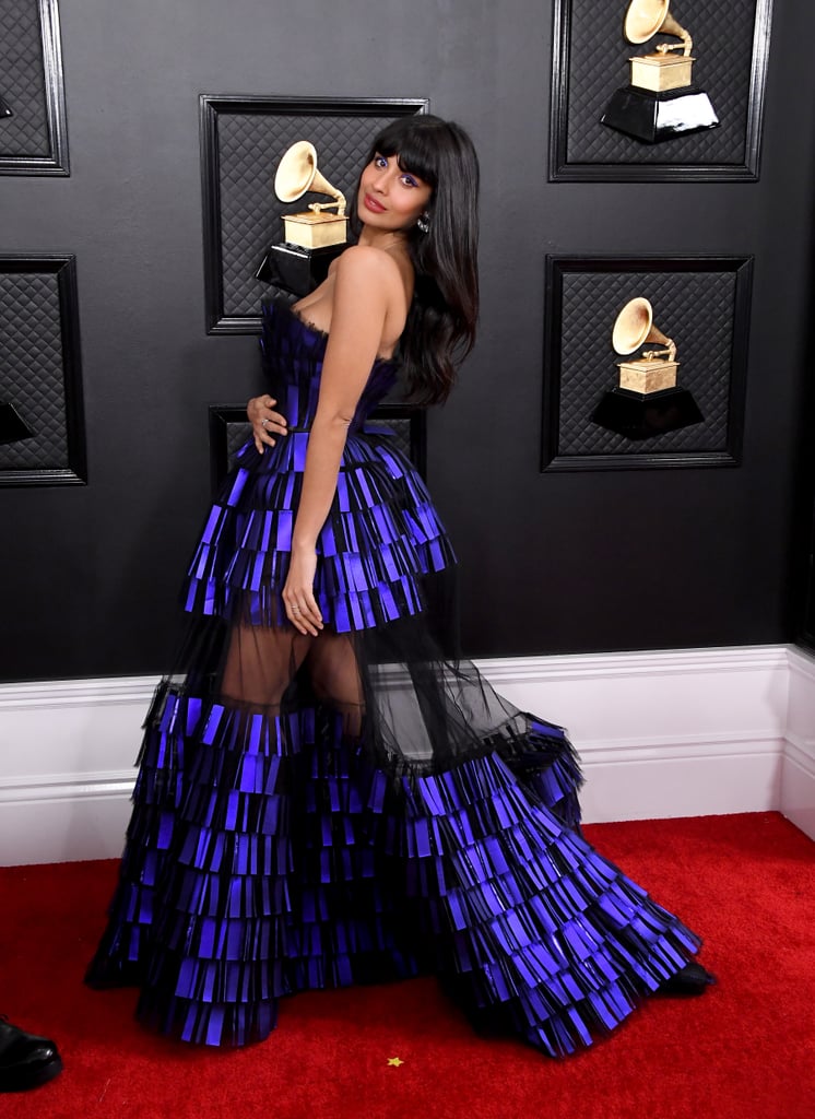 Jameela Jamil Wore £22 ASOS Boots Under Her Grammys Dress