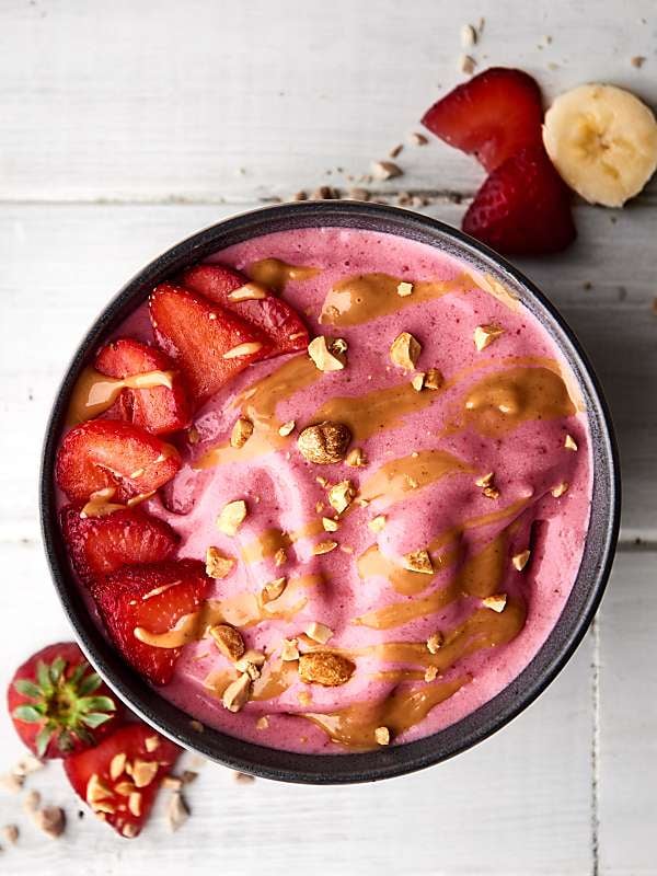 Peanut Butter and Jelly Smoothie Bowls
