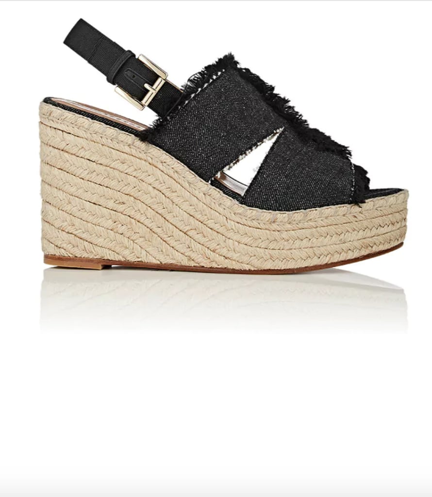 The Fringed Denim Wedge