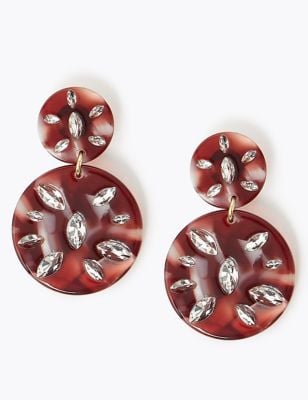 Marks and Spencer Encrusted Disc Drop Earrings