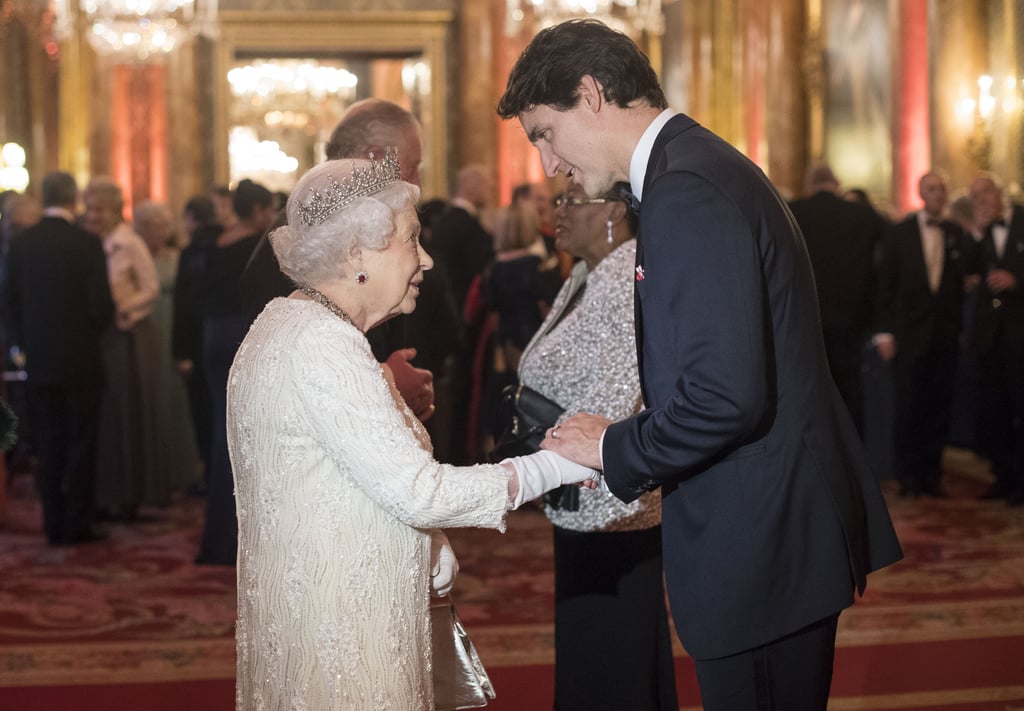 Queen Elizabeth And Justin Trudeau At Commonwealth Reception Popsugar Celebrity 