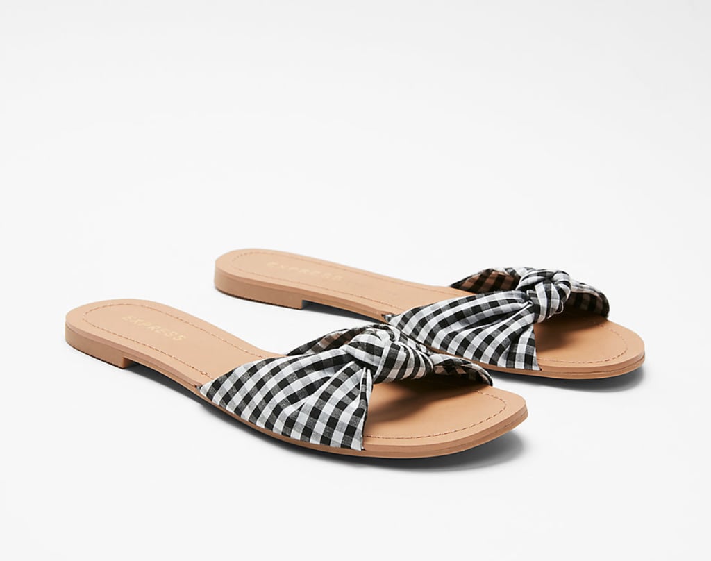 Express Gingham Knot Slide Sandals