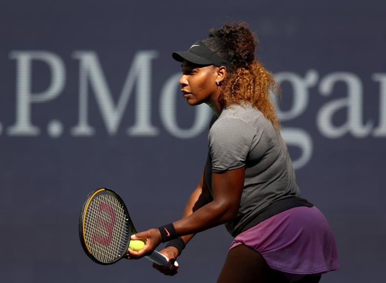 NEW YORK, NEW YORK - AUGUST 25: Serena Williams of the United States practices before the start of the US Open at USTA Billie Jean King National Tennis Center on August 25, 2022 in New York City. (Photo by Elsa/Getty Images)
