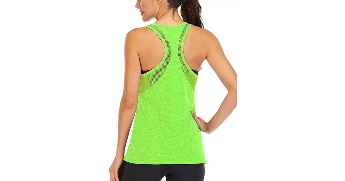 Fihapyli Women's Open Back Mesh Workout Top Hot Yoga Tops POPSUGAR