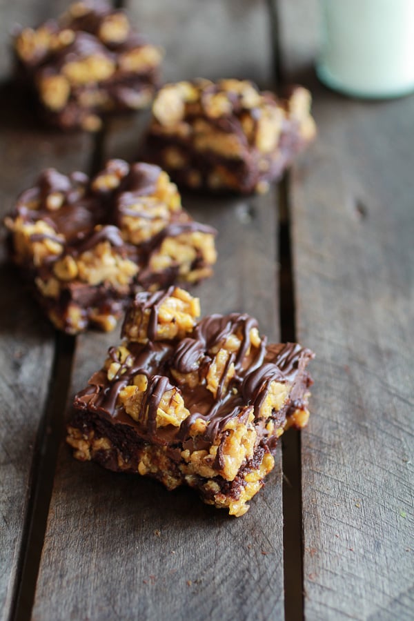 Peanut Butter, Chocolate, and Corn Flakes Crunch Fudge Brownies