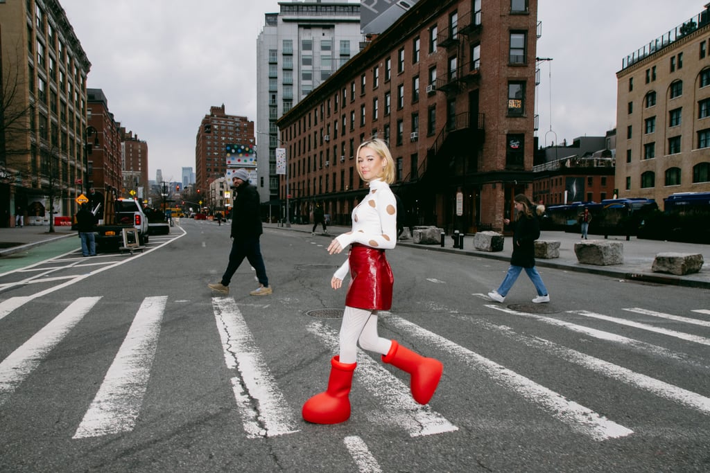 Sarah Snyder Wearing the MSCHF Big Red Boot