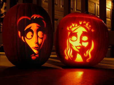 These two carved pumpkins.