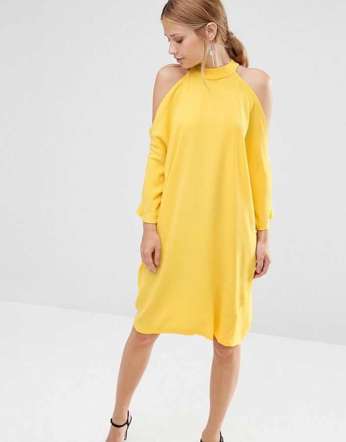 Liquorish Cold-Shoulder Midi Dress