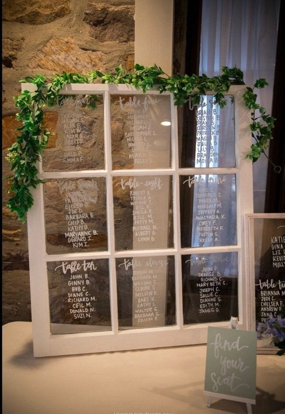 Window Pane Wedding Seating Chart